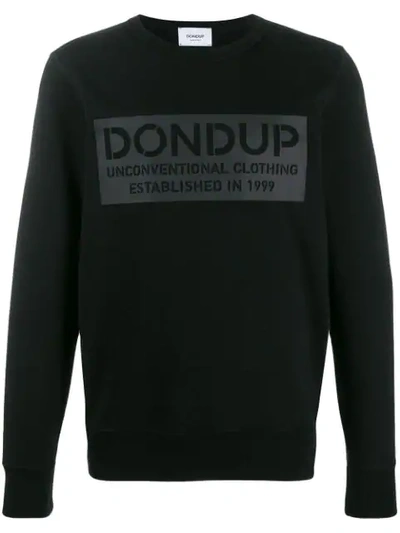 Shop Dondup Logo Print Sweater In Black