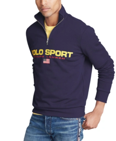 Shop Polo Ralph Lauren Men's Polo Sport Fleece Quarter-zip In Cruise Navy