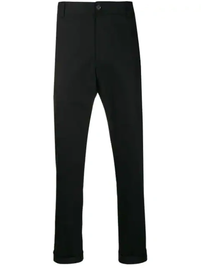 Shop Versace Tapered Chino Trousers In Black