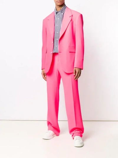 Shop Versace Single Breasted Blazer In Pink
