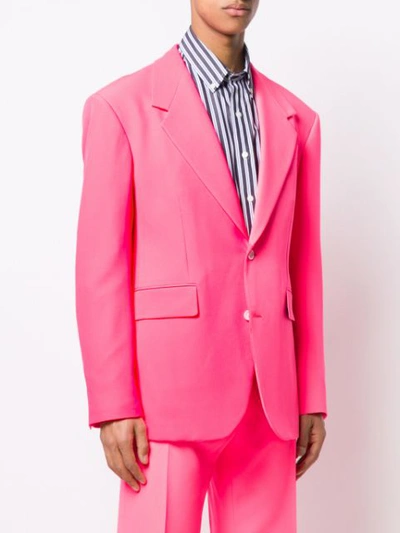 Shop Versace Single Breasted Blazer In Pink