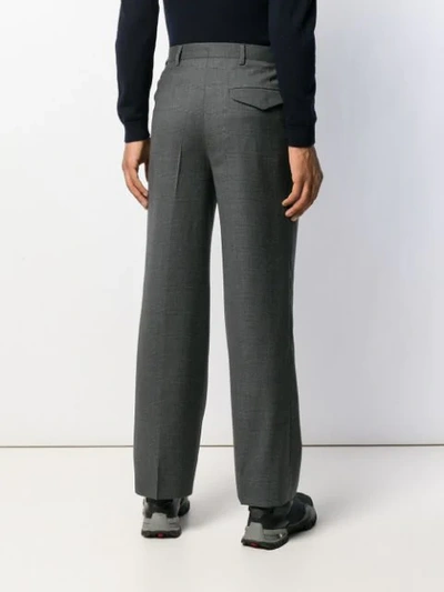 Shop Prada Checked Straight-leg Trousers In Grey