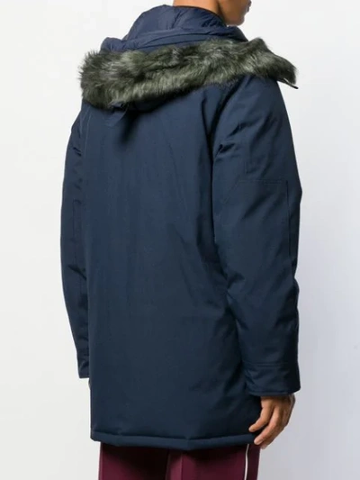 Shop Kenzo Hooded Parka Coat In Blue