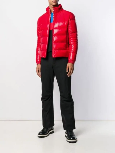 Shop Moncler Zipped Padded Jacket In 455 Red