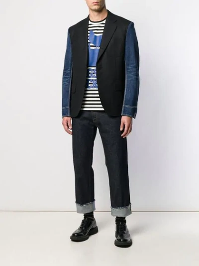 JUNYA WATANABE DENIM PANELLED BLAZER - 黑色