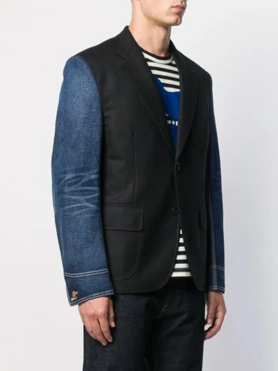 Shop Junya Watanabe Denim Panelled Blazer In Black