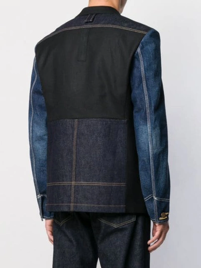 Shop Junya Watanabe Denim Panelled Blazer In Black