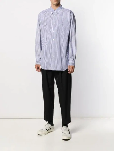 Shop Comme Des Garçons Shirt Striped Long-sleeve Shirt In Blue