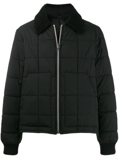 Shop Helmut Lang Shearling Collar Padded Jacket In Black