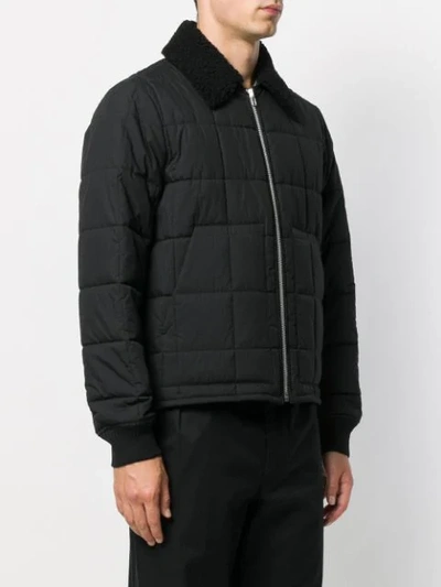 Shop Helmut Lang Shearling Collar Padded Jacket In Black