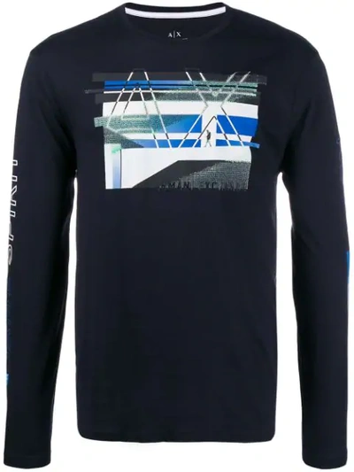 Shop Armani Exchange Round-neck Sweatshirt In Blue