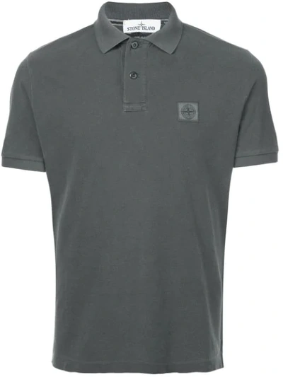 Shop Stone Island Logo Patch Polo Shirt - Grey