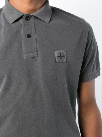 Shop Stone Island Logo Patch Polo Shirt - Grey