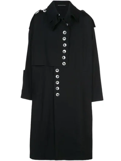 Shop Yohji Yamamoto Button Up Raincoat In Black