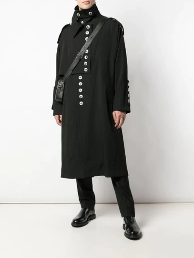 Shop Yohji Yamamoto Button Up Raincoat In Black