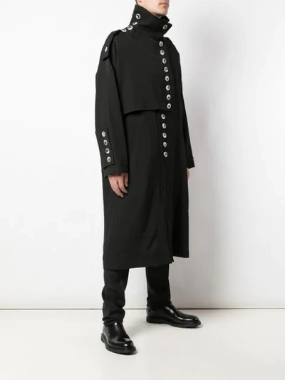 Shop Yohji Yamamoto Button Up Raincoat In Black