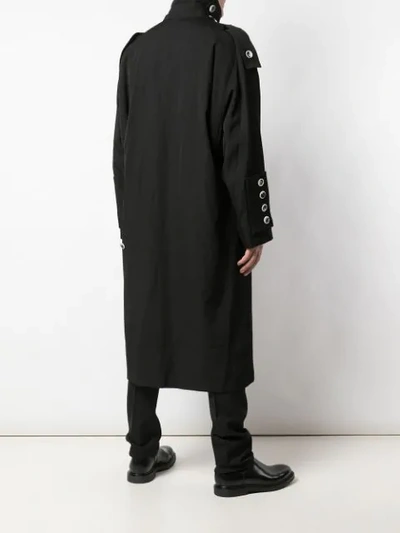 Shop Yohji Yamamoto Button Up Raincoat In Black