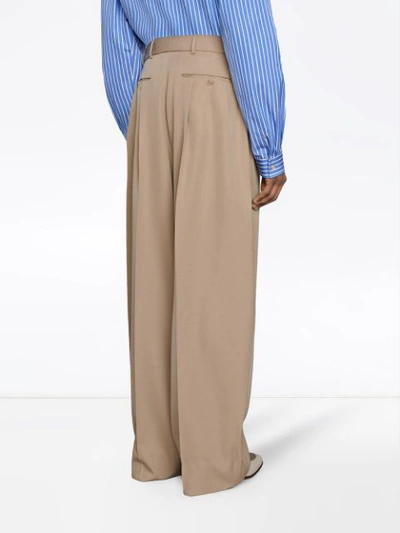 Shop Gucci Wool Satin Wide-leg Pant In Neutrals