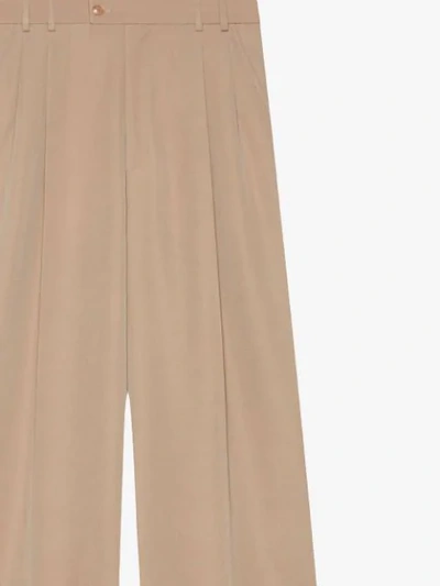 Shop Gucci Wool Satin Wide-leg Pant In Neutrals