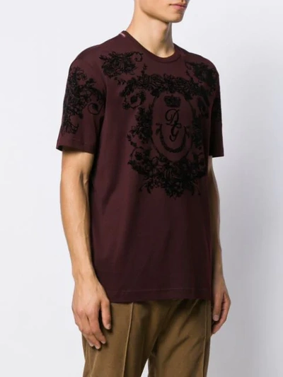 Shop Dolce & Gabbana Flocked Print T-shirt In Brown