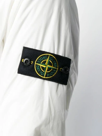 Shop Stone Island Logo Padded Jacket In V0099 Bianco