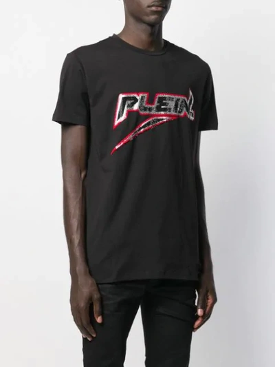 Shop Philipp Plein T-shirt Mit Pailletten-logo In Black