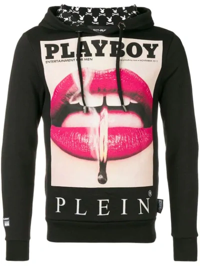 Shop Philipp Plein Playboy Printed Hoodie In Black