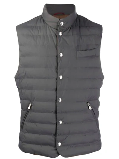 Shop Brunello Cucinelli Funnel Neck Padded Gilet In Grey