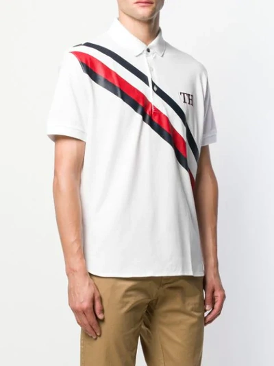 TOMMY HILFIGER TH STRIPE POLO SHIRT - 白色