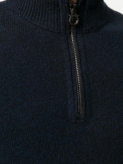Shop Ferragamo Zip Knit Sweater In Blue