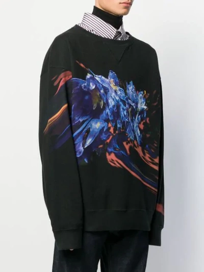 Shop Maison Margiela Floral-print Sweatshirt In Black