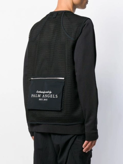 Shop Palm Angels Multi-pocket Mesh Gilet In Black