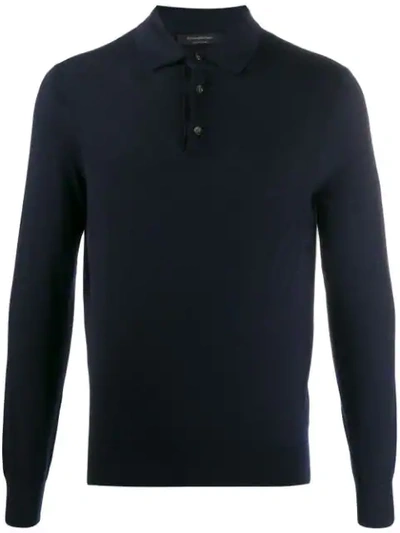 ERMENEGILDO ZEGNA CASHMERE POLO SWEATSHIRT - 蓝色