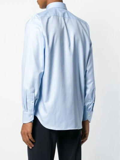 Shop Canali Herringbone Pattern Shirt In Blue