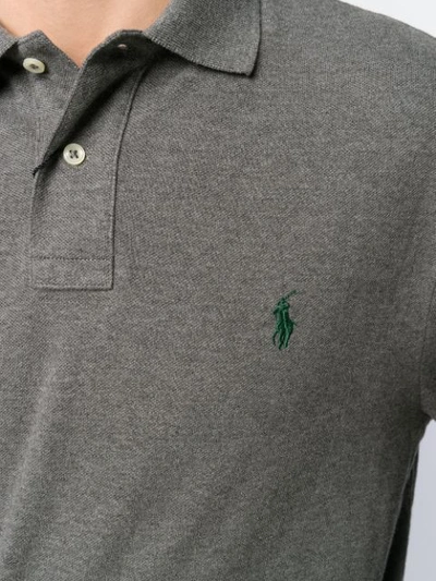 Shop Polo Ralph Lauren Long-sleeved Polo Shirt In Grey