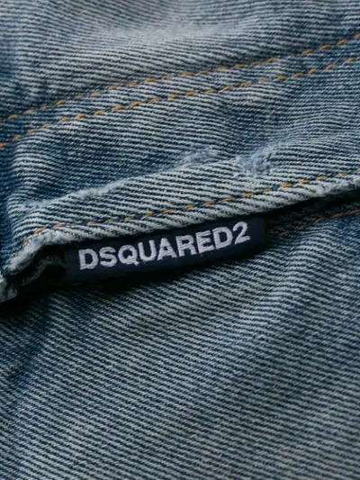 Shop Dsquared2 Logo Print Denim Jeans In Blue