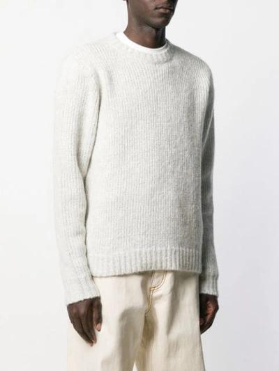 Shop Helmut Lang Crew Neck Knit Sweater In Grey