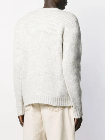 Shop Helmut Lang Crew Neck Knit Sweater In Grey