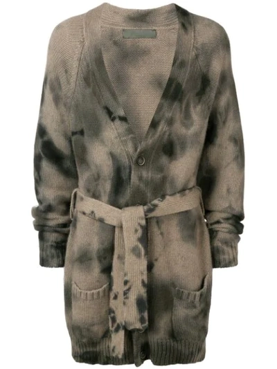 Shop Di Liborio Tie Dye Belted Cardigan In Brown