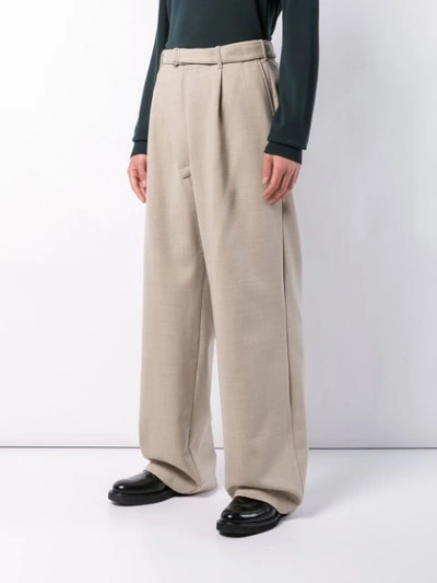 Shop Mackintosh 0003 Wide-leg Tailored Trousers - Neutrals