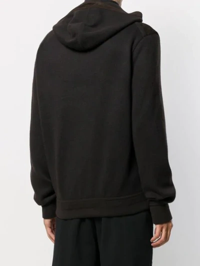 Shop Ermenegildo Zegna Contrast Hooded Cardigan In Brown