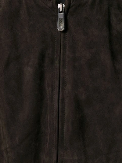 Shop Ermenegildo Zegna Contrast Hooded Cardigan In Brown