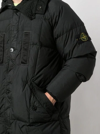 Shop Stone Island Hooded Padded Coat In Black