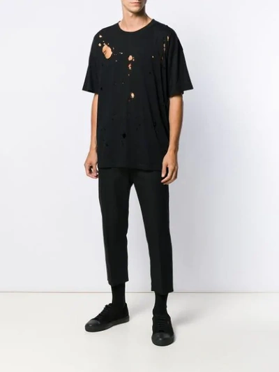 Shop Ann Demeulemeester Oversized Destroyed T-shirt In Black