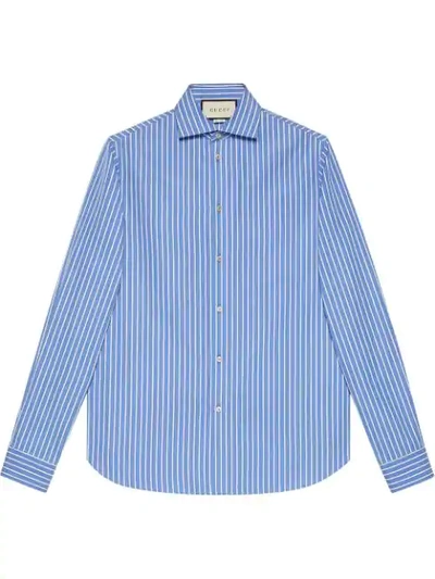 Shop Gucci Pinstripe Formal Shirt In Blue