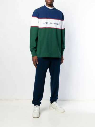 Shop Aimé Leon Dore Colour Block Sweatshirt  In Green