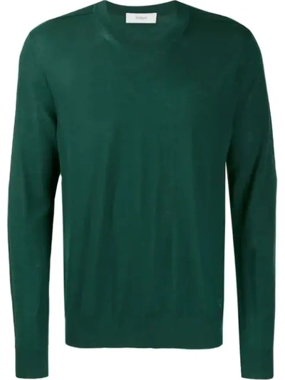 Shop Pringle Of Scotland Embroidered Logo Knit Sweater In Green
