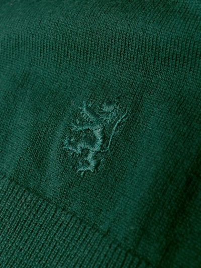 Shop Pringle Of Scotland Embroidered Logo Knit Sweater In Green