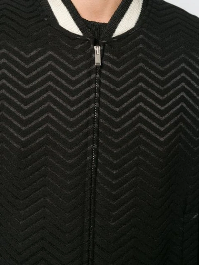 Shop Saint Laurent Contrast Trim Chevron Bomber Jacket In Black