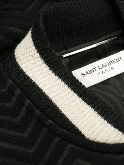 Shop Saint Laurent Contrast Trim Chevron Bomber Jacket In Black